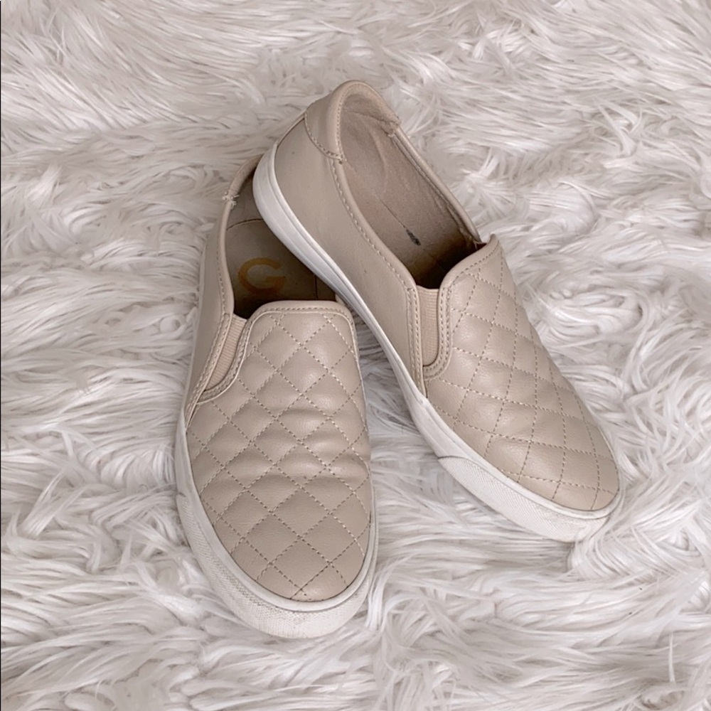 G by Guess Beige Leather Slip-On Sneakers